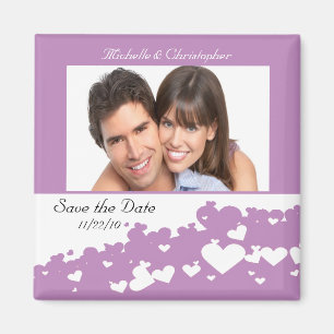 Lila Feld des Herz-Save the Date Magneten Magnet