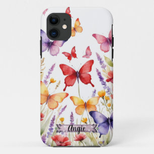 Lila Feld des roten Schmetterlings iPhone / iPad H Case-Mate iPhone Hülle