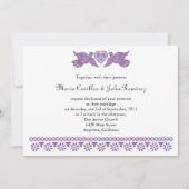 Lila Felicidades Love Birds Papado Picado Einladung (Vorderseite)