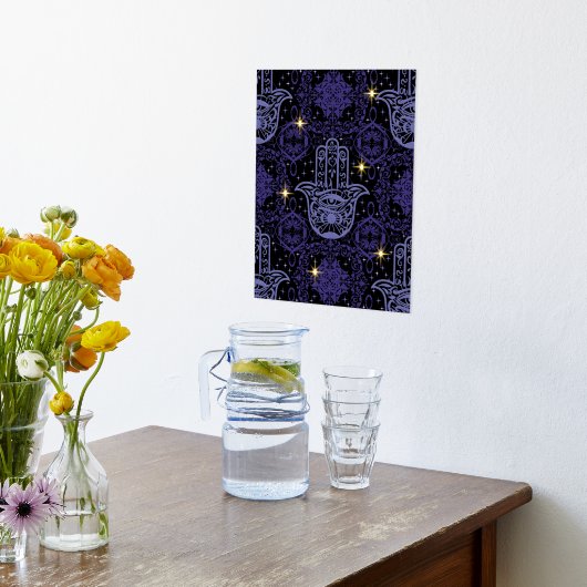 Lila Felt Look Hamsa Hand mit Stangen Foliendrucke (Ablage(Küche))