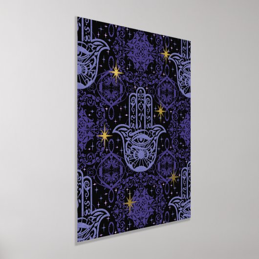 Lila Felt Look Hamsa Hand mit Stangen Foliendrucke (Ablage )