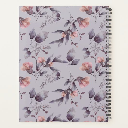 Lila Feminine Mit Monogramm Initial & Name Planer (Rückseite)