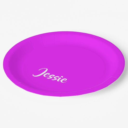 Lila Feststoff schlicht Pappteller (Schrägansicht)