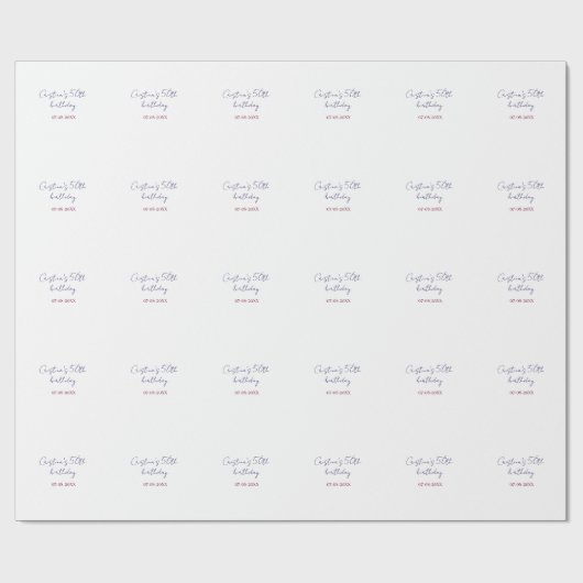 lila fett 50 Geburtstag Jubiläum Name Datum hinzuf Geschenkpapier (Flach)