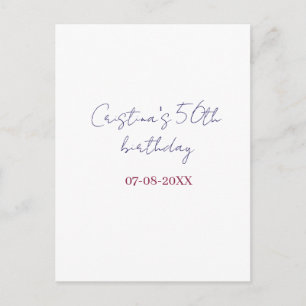 lila fett 50 Geburtstag Jubiläum Name Datum hinzuf Postkarte