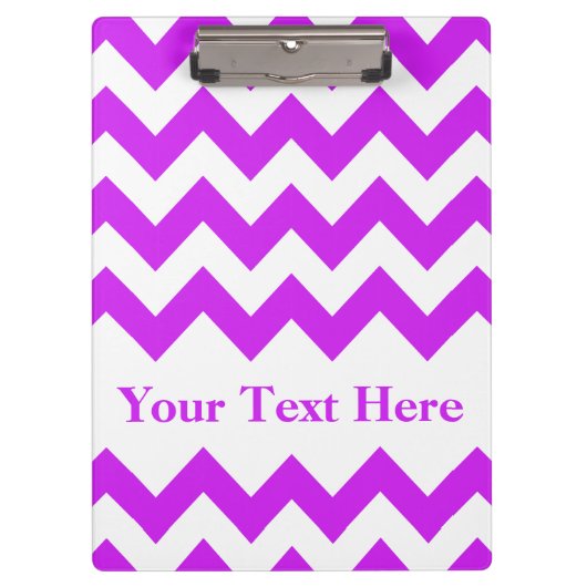 Lila Fett Zickzack mit benutzerdefinierbarem Text Klemmbrett (Vorderseite)