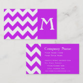 Lila fett Zickzack Monogramm-Visitenkarte Visitenkarte (Vorne/Hinten)