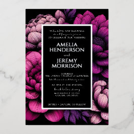 Lila Fettfloral Folieneinladung