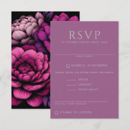 Lila Fettfloral RSVP Karte