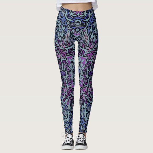 Lila Feuer Leggings (Vorderseite)