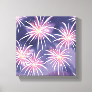 Lila Feuerwerk   Pastell-Aquarell Leinwanddruck