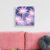 Lila Feuerwerkskörper | Pastel Watercolor Leinwanddruck (Insitu (Wohnzimmer))