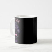 Lila Fibro Face Line Kunst Kaffeetasse (Vorderseite Links)