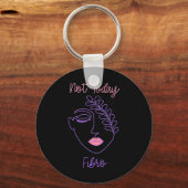 Lila Fibro Face Line Kunst Schlüsselanhänger (Vorderseite)