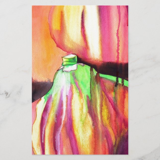 Lila Figs Original Aquarellmalerei Tropfen (Vorderseite)