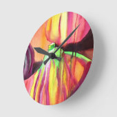 Lila Figs original Art Aquarell Tropfen Malerei Runde Wanduhr (Winkel)