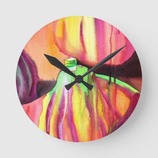 Lila Figs original Art Aquarell Tropfen Malerei Runde Wanduhr (Vorderseite)