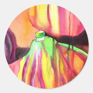 Lila Figs original Art Aquarell Tropfen Malerei Runder Aufkleber