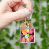 Lila Figs original Art Aquarell Tropfen Malerei Schlüsselanhänger (Hand)