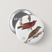 Lila Finch, John James Audubon, Birdwatcher Bird Button (Vorne & Hinten)