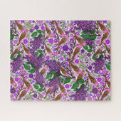 Lila Finches, Lilacs - NH Staat Bird und Blume Puzzle (Horizontal)