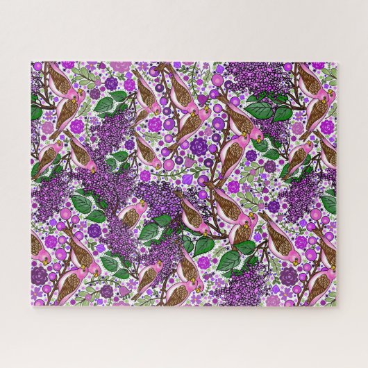 Lila Finches, Lilacs - NH Staat Bird und Blume Puzzle (Horizontal)