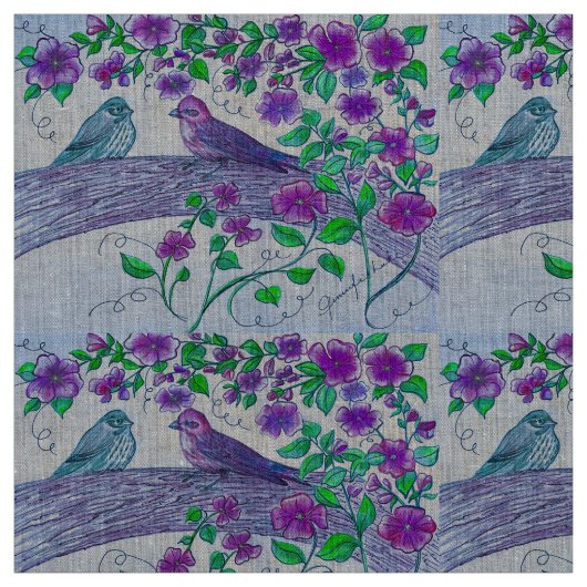 Lila Finken Stoff (Muster)