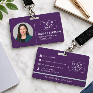 Lila Firmen-Foto-ID-Logo-Name-Tag individuell Ausweis