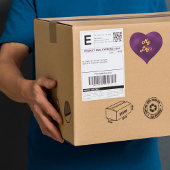 Lila Firmenlogo Herz-Aufkleber