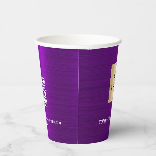 Lila Firmenlogo QN-Code Pappbecher (Rechts)