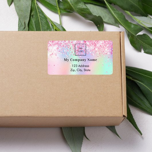 Lila Firmenlogo Rücksendeadresse in Rosa Adressaufkleber