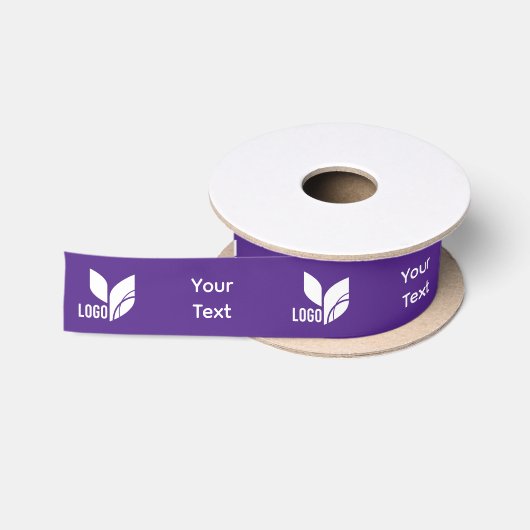 Lila Firmenlogo und Text Satinband (Spule)