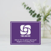 Lila Firmenwerbung Geschäft Logo Postkarte (Stehend Vorderseite)