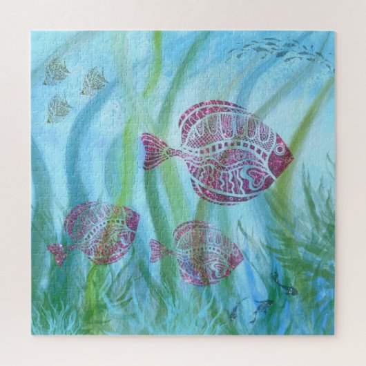 Lila Fische Puzzle - Schönes Unterwasserleben (Vertikal)