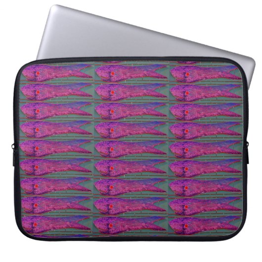 lila Fischmuffe Laptopschutzhülle (Vorderseite)