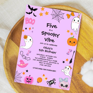 Lila Five ist Spooky Vibe Halloween 5. Geburtstag Einladung