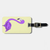 Lila Flamingo Bag Tag Gepäckanhänger (Vorderseite horizontal)