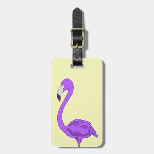 Lila Flamingo Bag Tag Gepäckanhänger (Vorderseite vertikal)