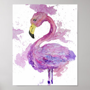 Lila FlamingoWatercolor Poster
