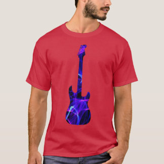 Lila Flammengitarre-Silhouette auf Black T-Shirt