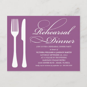LILA FLATWARE   PROBE DINNER INVITE EINLADUNGSPOSTKARTE