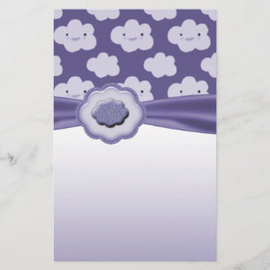 Lila flaumige Wolken-Baby-Dusche Briefpapier