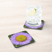 Lila Fleabane Daisy Floral Getränkeuntersetzer (Rechte Seite)