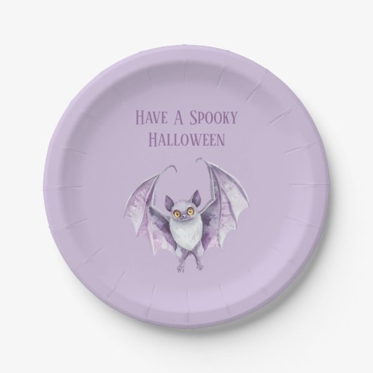 Lila Fledermaus Gruselig Halloween Pappteller (Vorderseite)