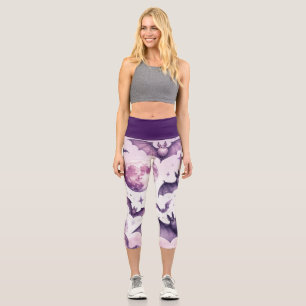 Lila Fledermäuse Capri Leggings