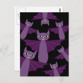 Lila Fledermäuse Postkarte (Vorne/Hinten)