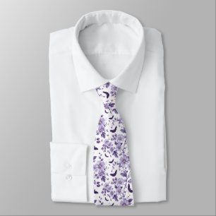 Lila Fledermäuse und Blume Halloween Neck Tie Krawatte