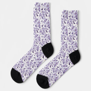 Lila Fledermäuse und Blume Halloween Socken