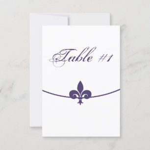 Lila Fleur de Lis Empfangstischkarte Einladung