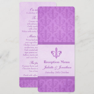 Lila Fleur De Lis Hochzeitsempfang Abendmenü Einladung